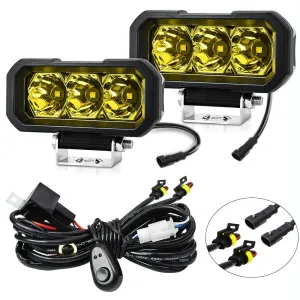 5 Inch 40W LED Floodlight Headlight | 9-30V | Waterproof 3-Eye | Yellow Light