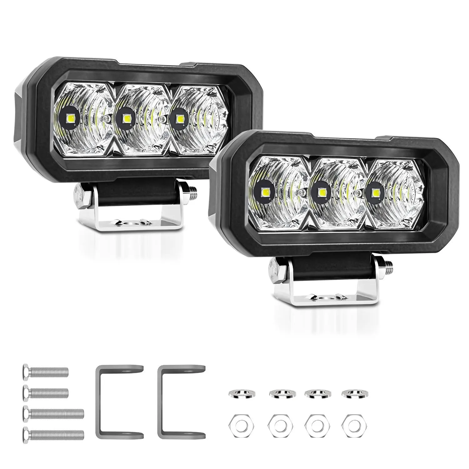 5 Inch 40W LED Floodlight Headlight | 9-30V | Waterproof 3-Eye | Yellow Light