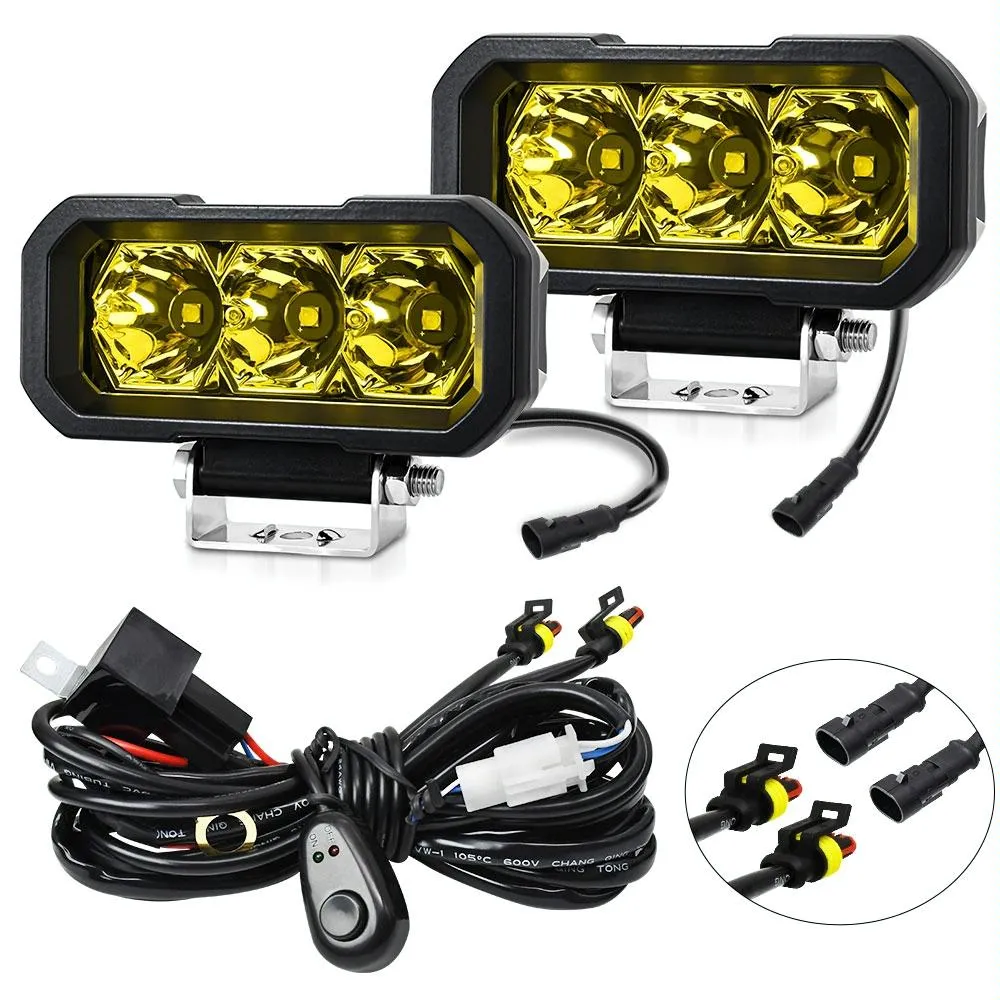 5 Inch 40W LED Floodlight Headlight | 9-30V | Waterproof 3-Eye | Yellow Light