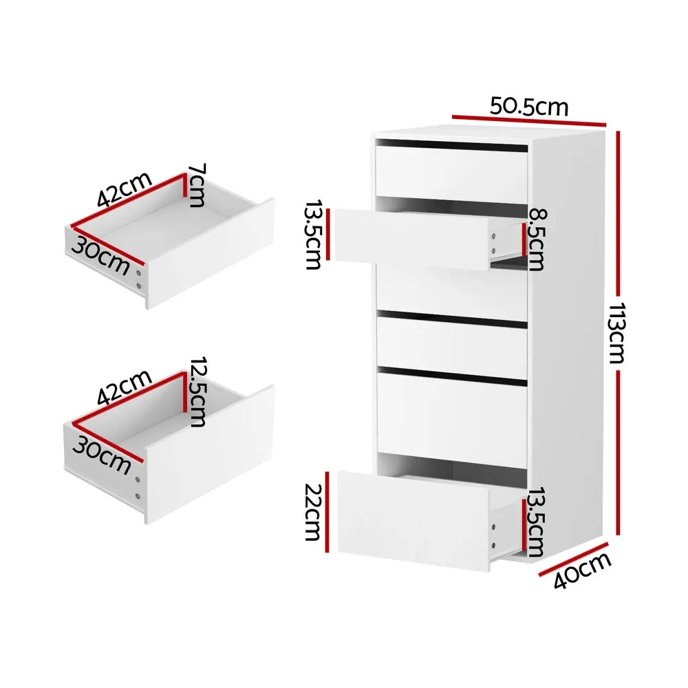 6-Drawer Chest of Drawers | Tallboy Dresser | White