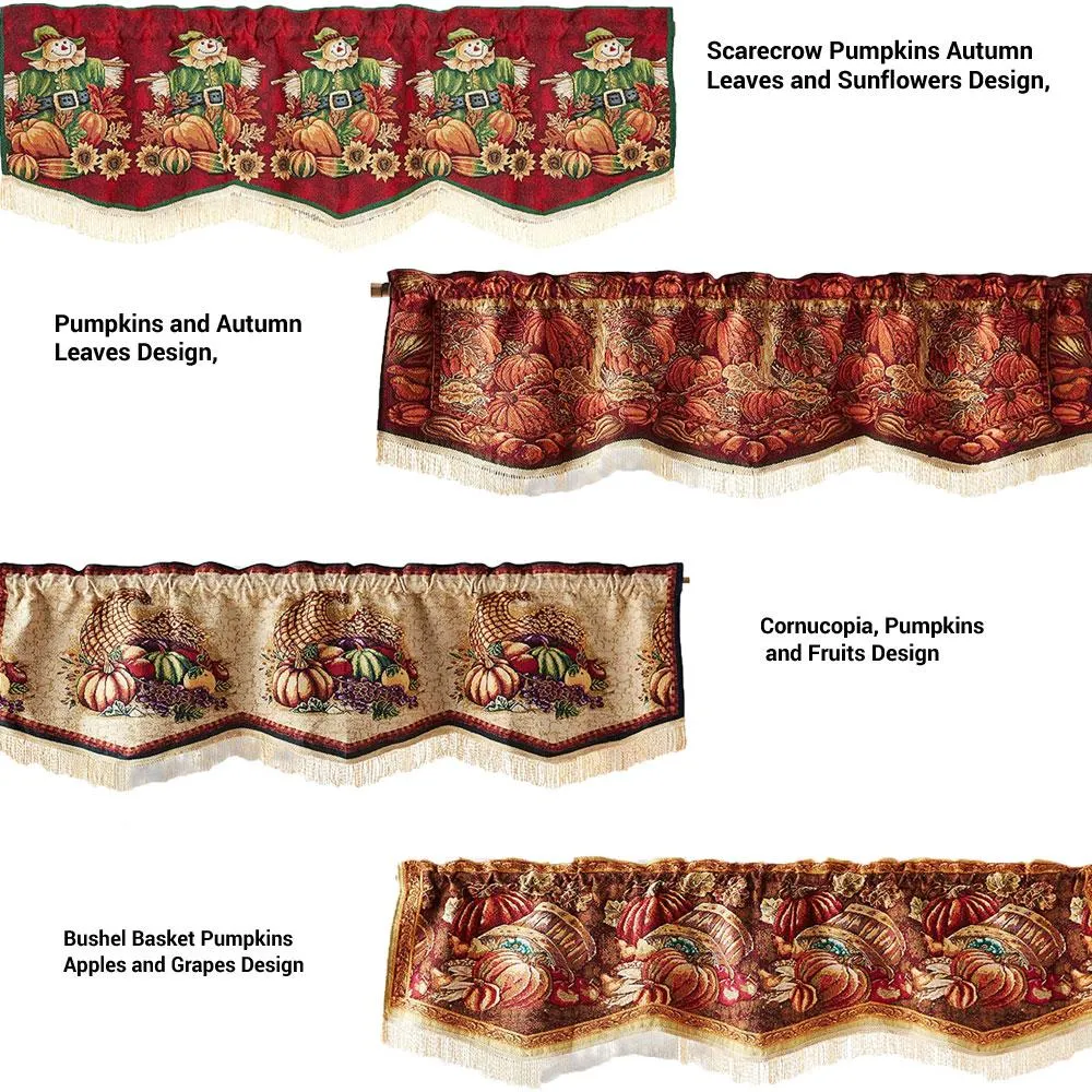 60"x 15" Fall Tapestry Scalloped Valances