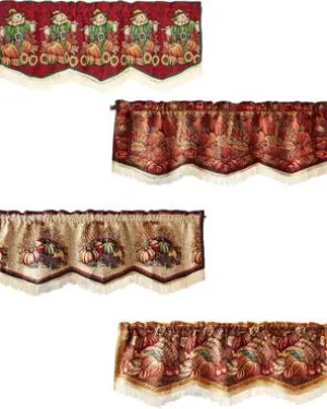 60"x 15" Fall Tapestry Scalloped Valances