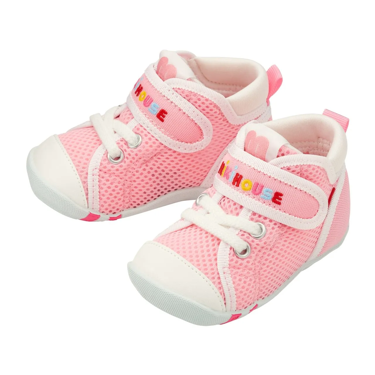 Double Russell Mesh First Walker Shoes - Strawberry Milk