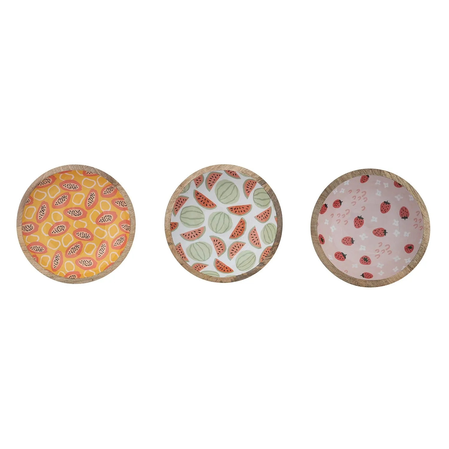 Enameled Mango Wood Bowls - 3 Styles
