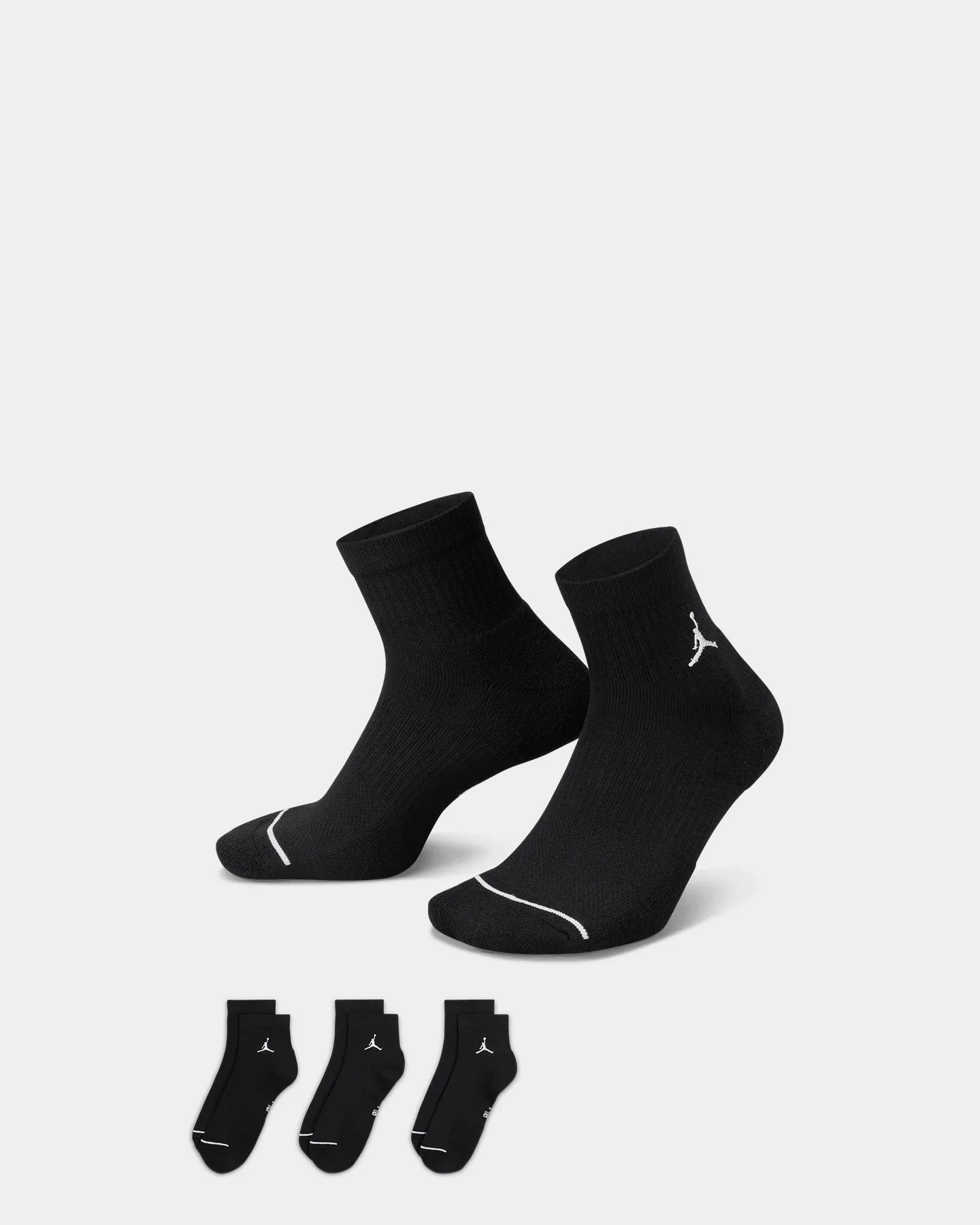 Jordan U J Everyday Cush Poly Ankle Socks 3 Pack Black/White