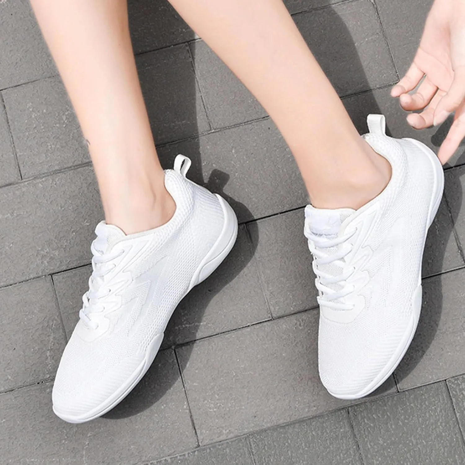 Kids White Cheerleading Dance Shoes Boys Girls Athletic Training Lightweight Competition Tennis Sneakers Cheer Shoes