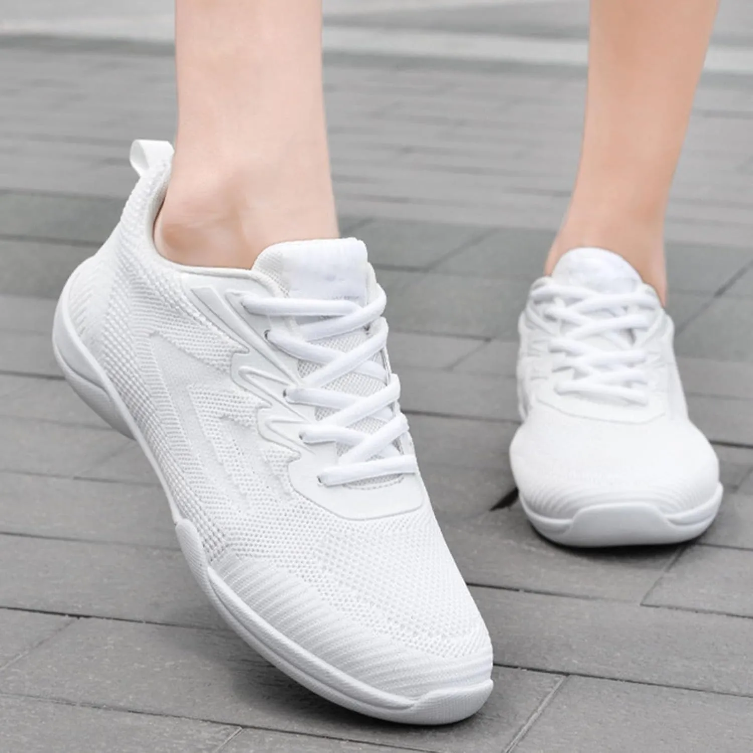 Kids White Cheerleading Dance Shoes Boys Girls Athletic Training Lightweight Competition Tennis Sneakers Cheer Shoes