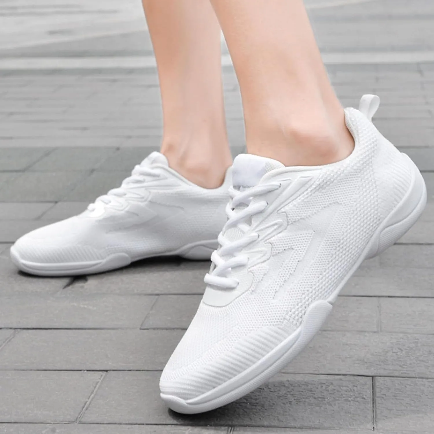 Kids White Cheerleading Dance Shoes Boys Girls Athletic Training Lightweight Competition Tennis Sneakers Cheer Shoes