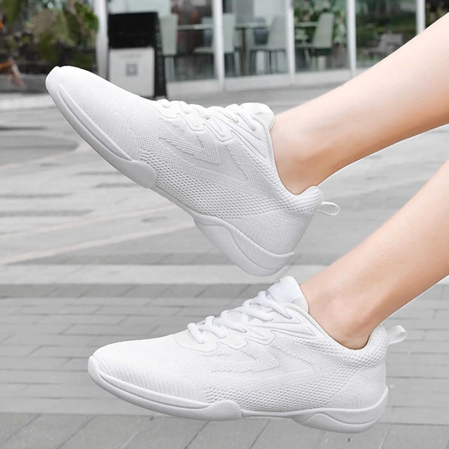 Kids White Cheerleading Dance Shoes Boys Girls Athletic Training Lightweight Competition Tennis Sneakers Cheer Shoes