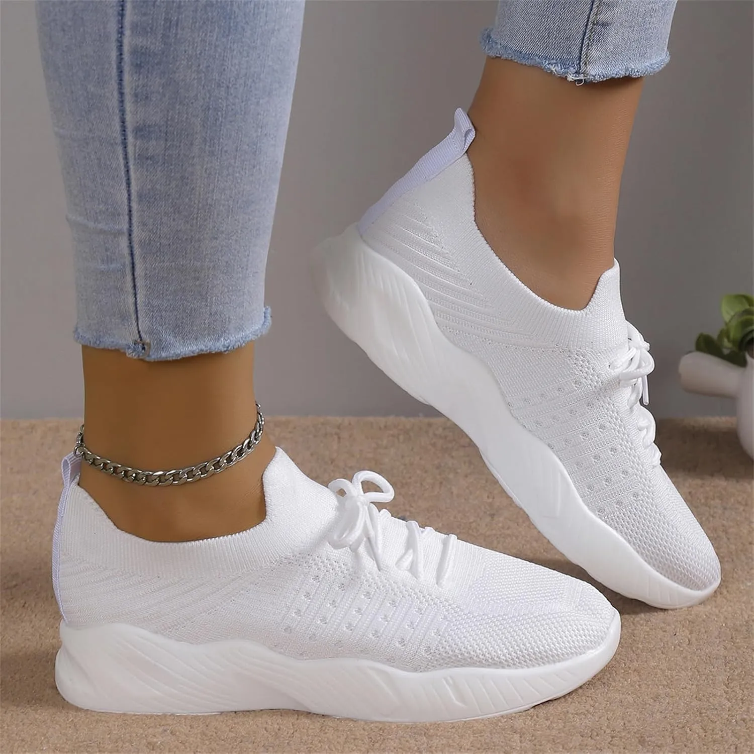 Lausiuoe Womens Shoes Casual Sneakers Walking Tennis Shoes Slip On Memory Foam Lightweight Gym Comfortable Running Shoes