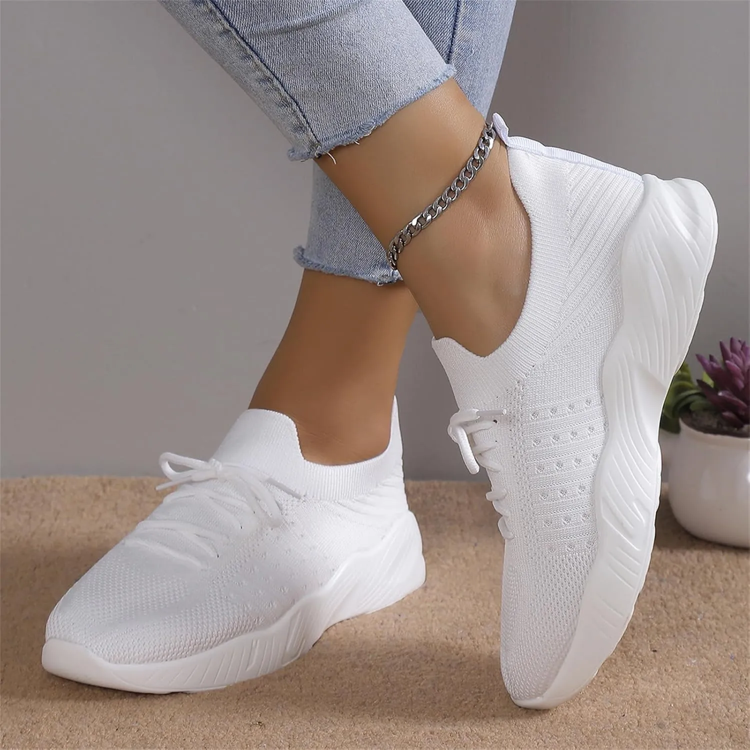 Lausiuoe Womens Shoes Casual Sneakers Walking Tennis Shoes Slip On Memory Foam Lightweight Gym Comfortable Running Shoes