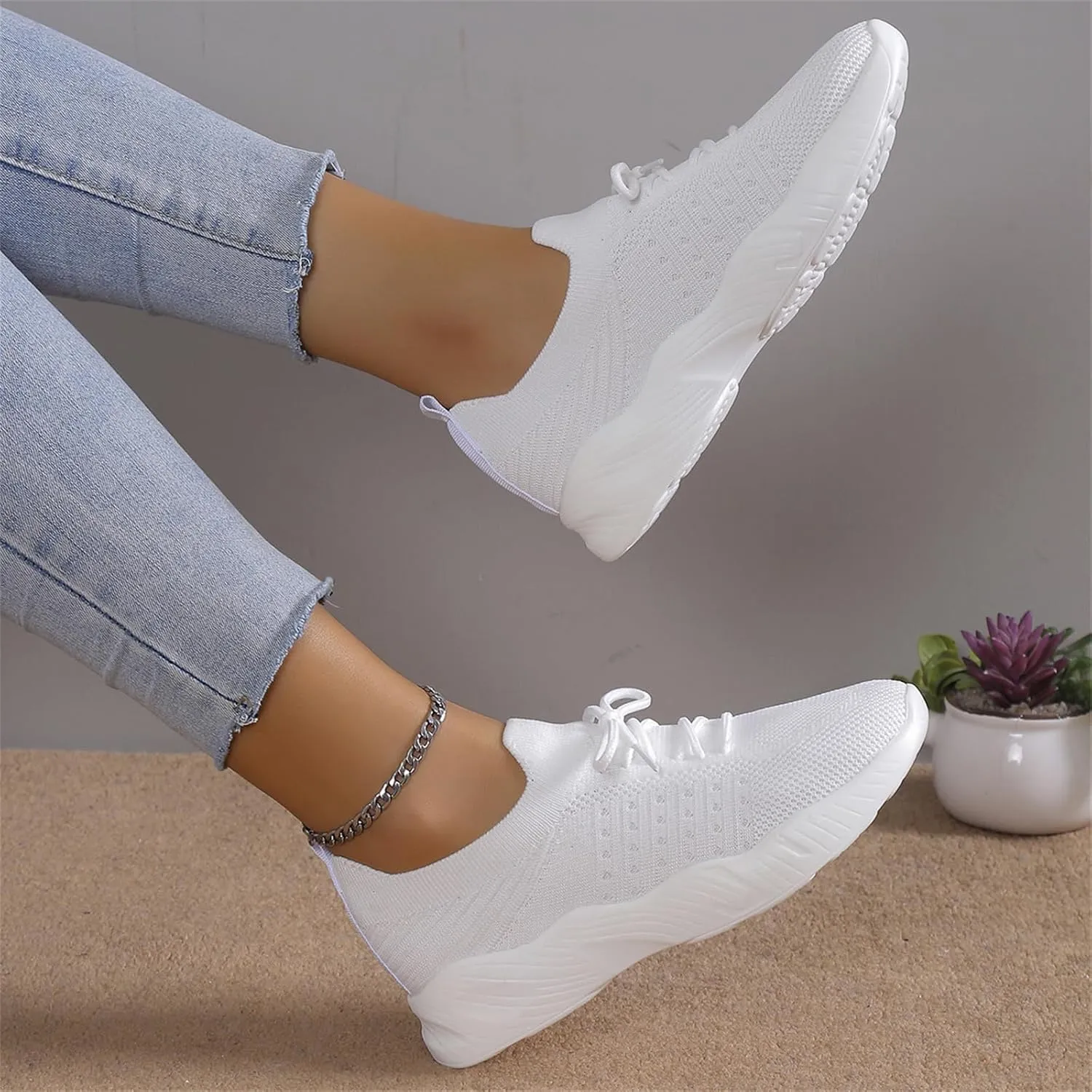 Lausiuoe Womens Shoes Casual Sneakers Walking Tennis Shoes Slip On Memory Foam Lightweight Gym Comfortable Running Shoes