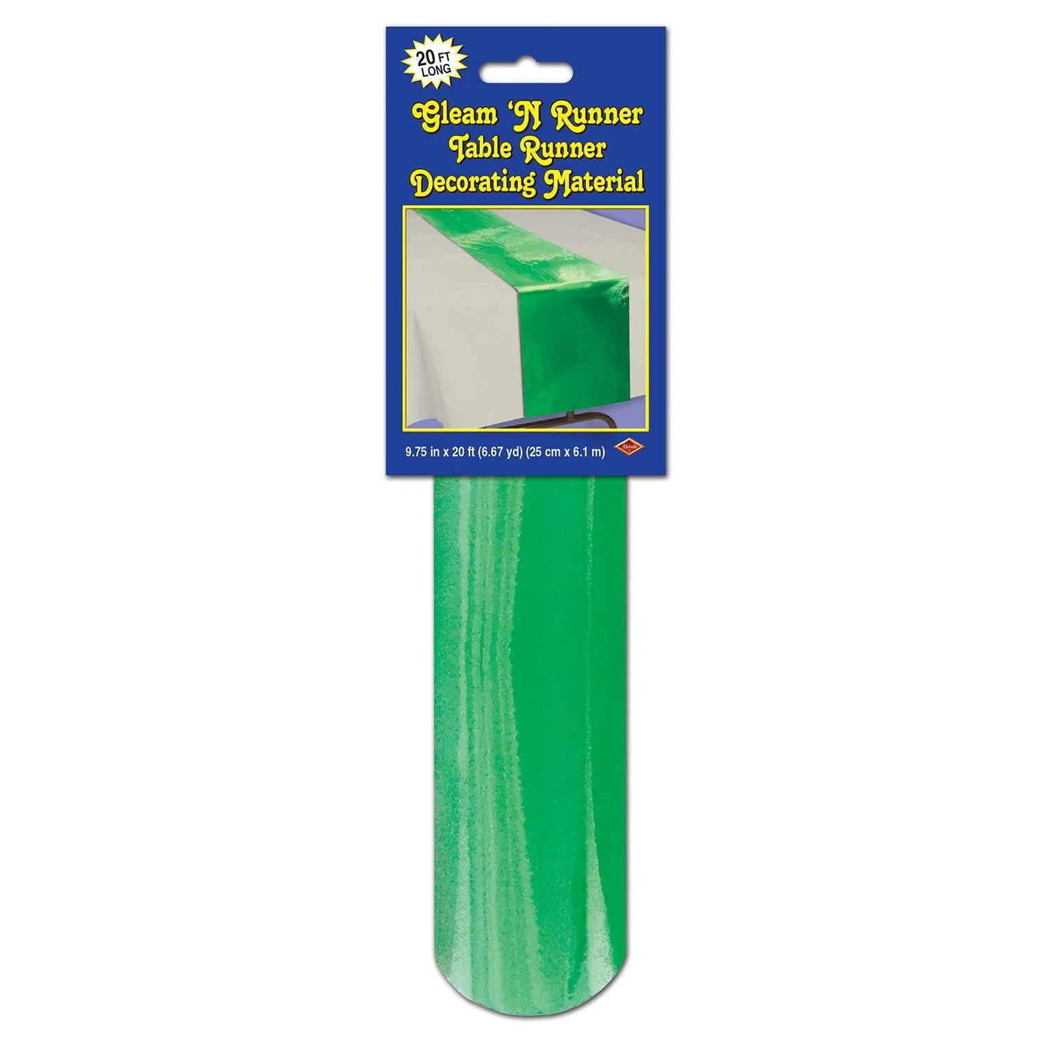 Party Metallic Table Runner - green - cut to length