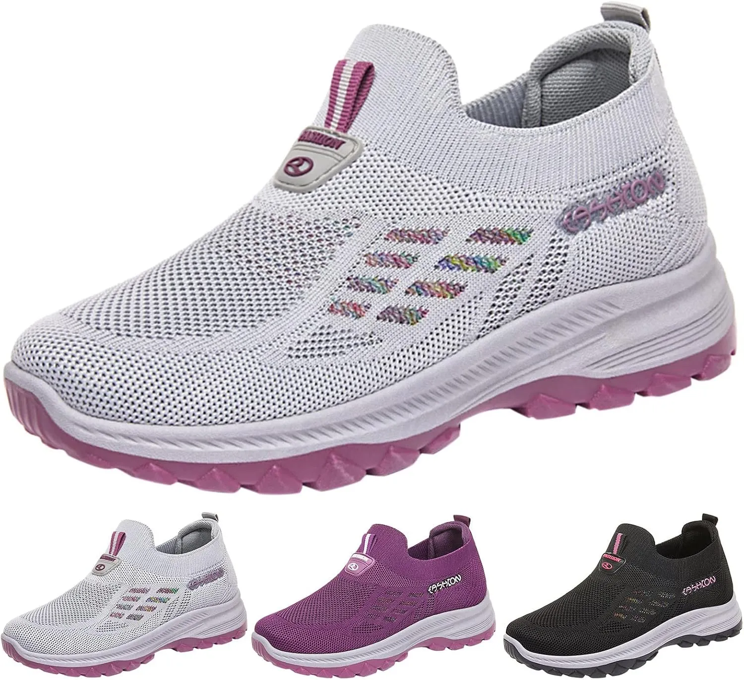 Women Walking Shoes Fashion Athletic Volleyball Golf Sneakers Comfortable Arch Support Lightweight Slip on Sneakers
