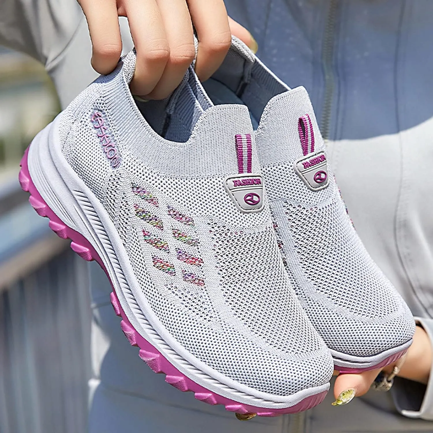 Women Walking Shoes Fashion Athletic Volleyball Golf Sneakers Comfortable Arch Support Lightweight Slip on Sneakers