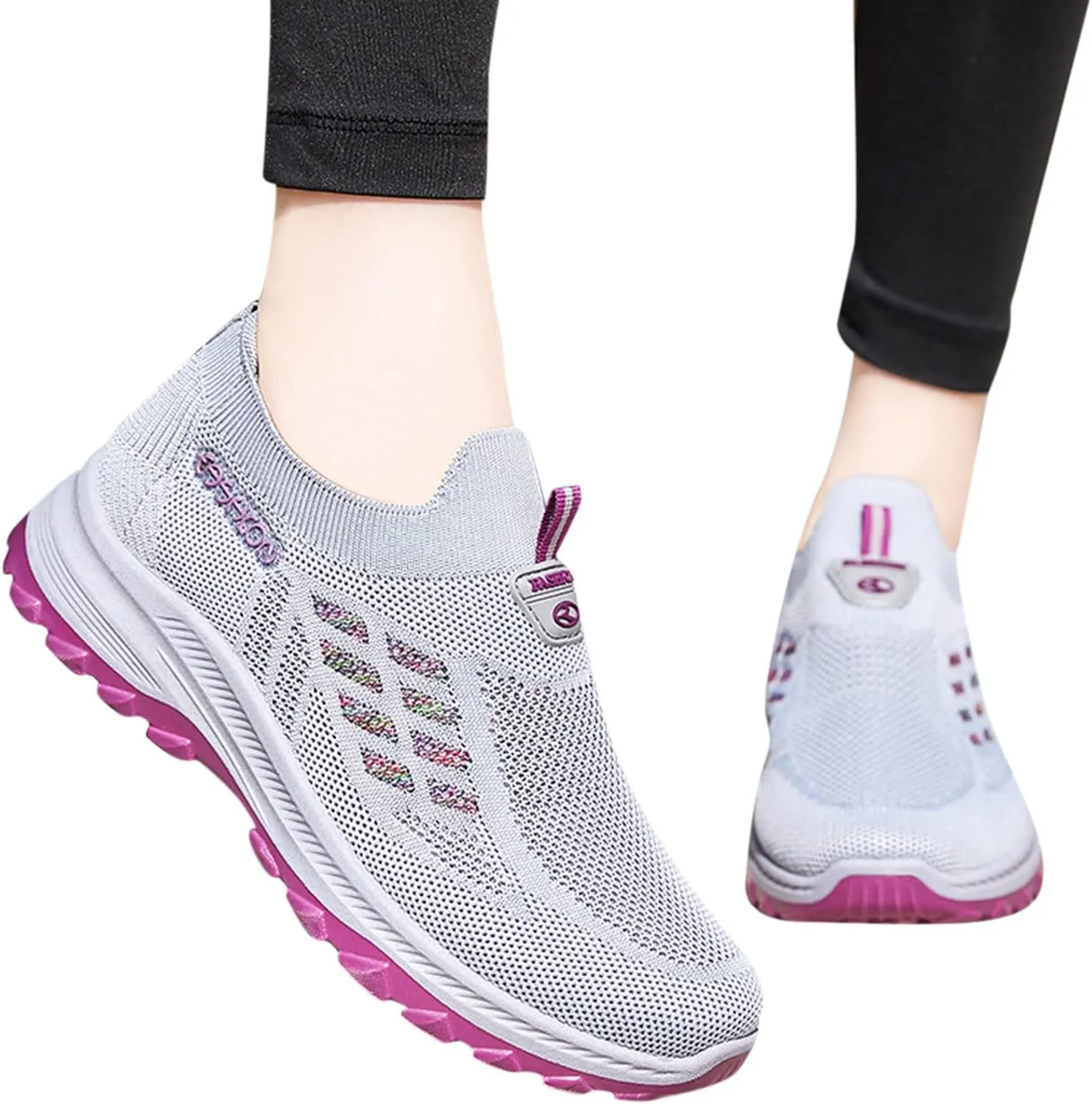 Women Walking Shoes Fashion Athletic Volleyball Golf Sneakers Comfortable Arch Support Lightweight Slip on Sneakers