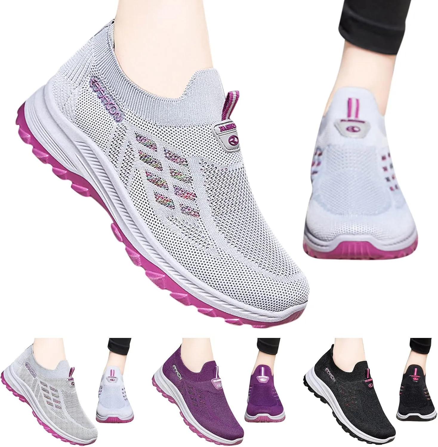 Women Walking Shoes Fashion Athletic Volleyball Golf Sneakers Comfortable Arch Support Lightweight Slip on Sneakers