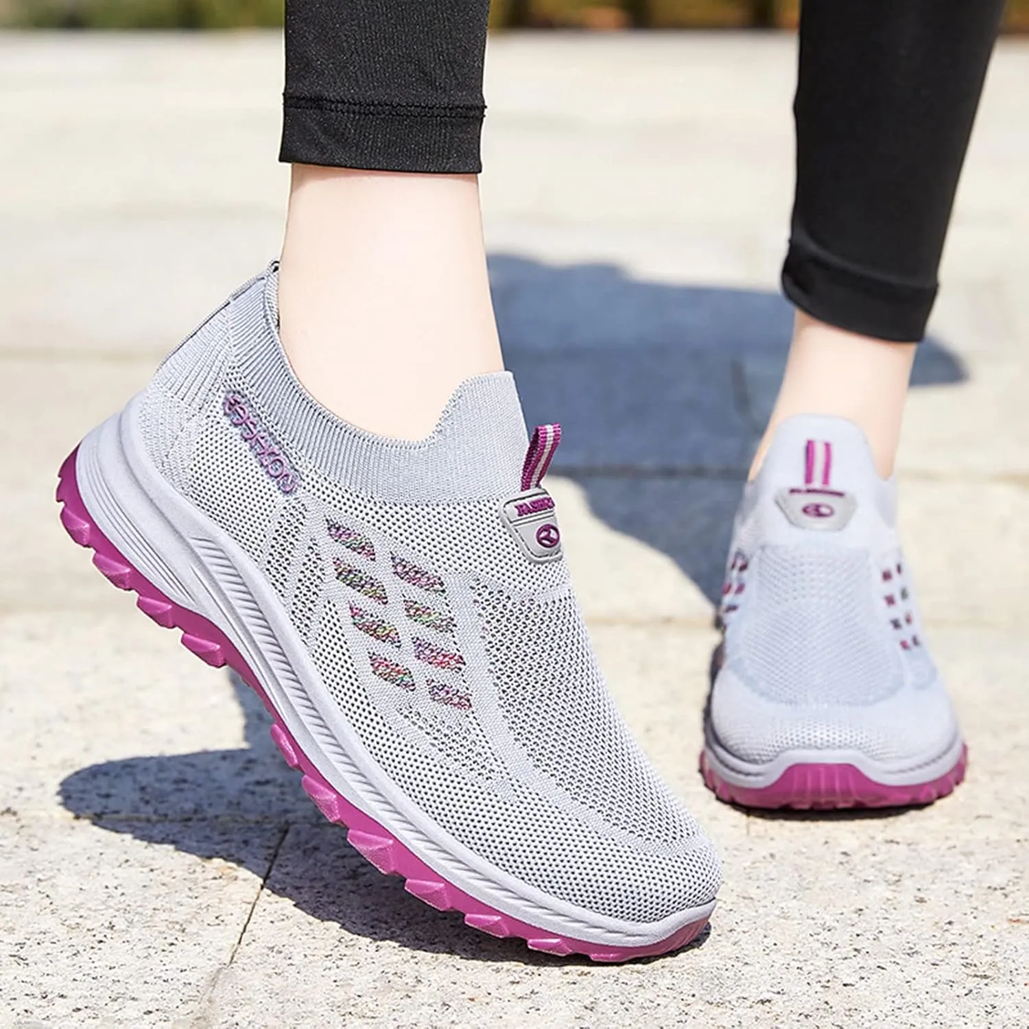 Women Walking Shoes Fashion Athletic Volleyball Golf Sneakers Comfortable Arch Support Lightweight Slip on Sneakers